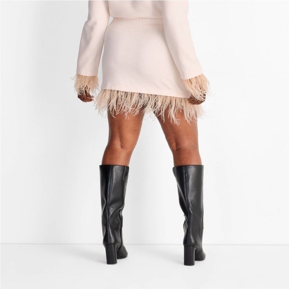 Women's High-Rise Feather Trim Mini Skirt - Future Collective Light Pink new - Picture 5 of 8